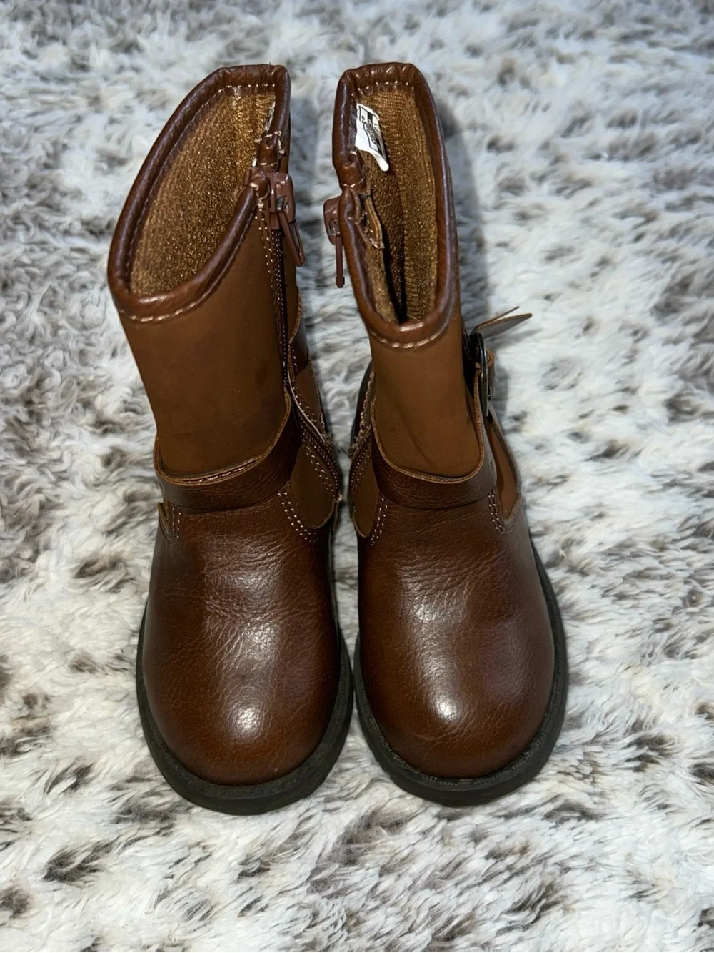 Carter's Girls Faux Leather Brown Riding Boots Size 5 Zip Up Shoes